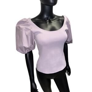 Theory Wisteria Glossed SS Scoop Tee Puff Sleeve Top – NWT – Size Small